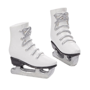Miniatur Schlittschuhe weiß Polyresin 4cm 2 Stück