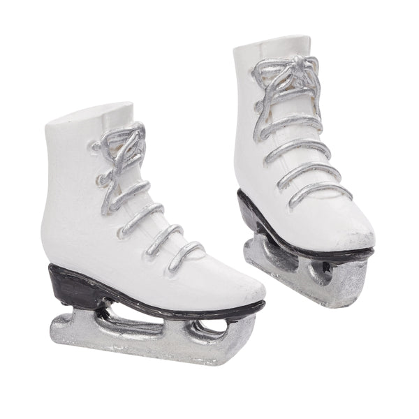 Miniatur Schlittschuhe weiß Polyresin 4cm 2 Stück