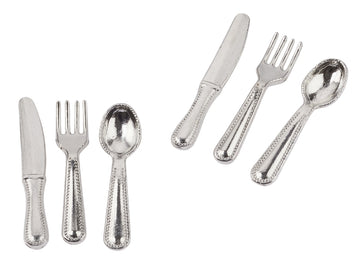 Miniatur Besteck-Set 12 teilig silberfarbig 2cm