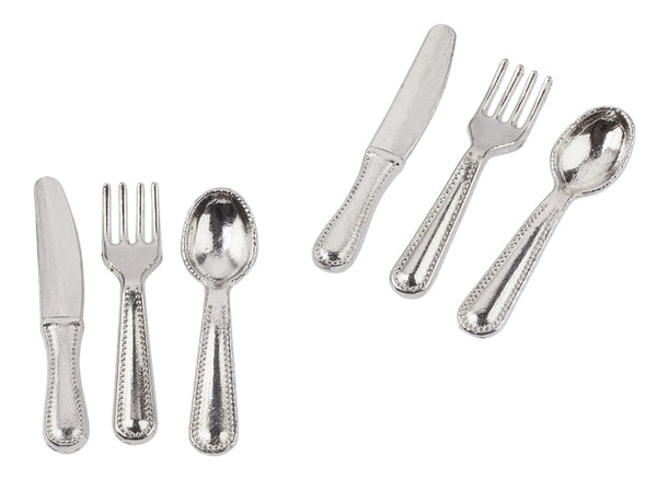 Miniatur Besteck-Set 12 teilig silberfarbig 2cm