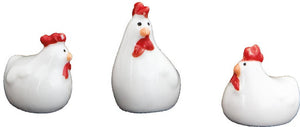 Mini Hühner 2x3cm weiß 3-teilig