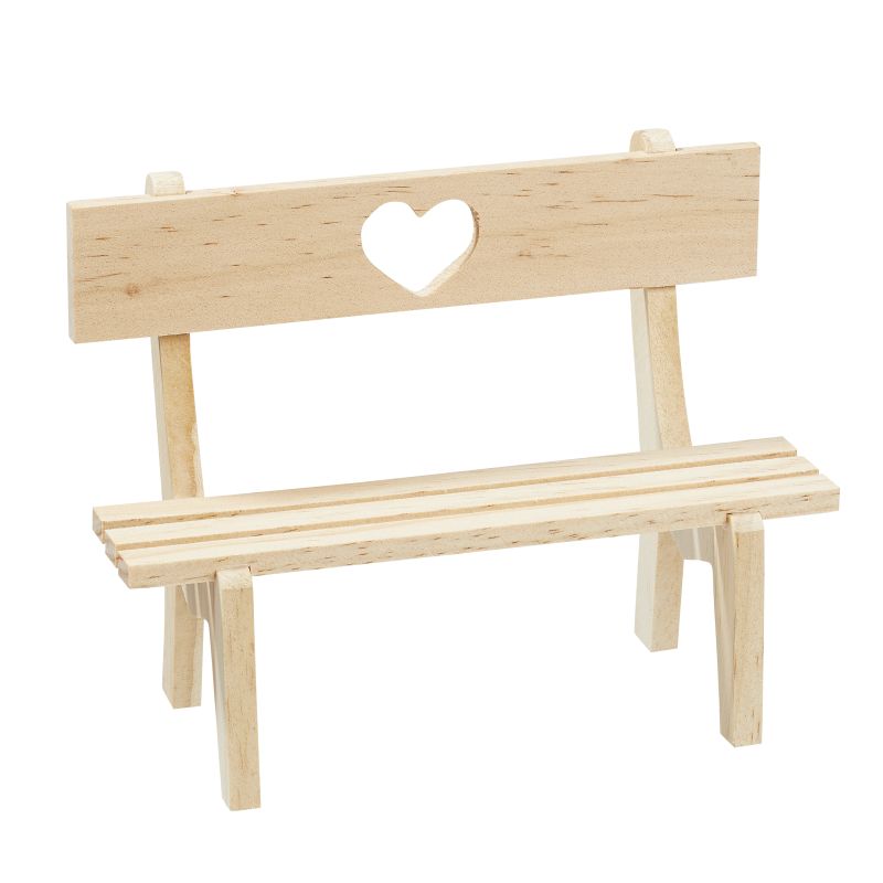 Miniatur Holzbank mit Herz 13x6x8,5cm natur