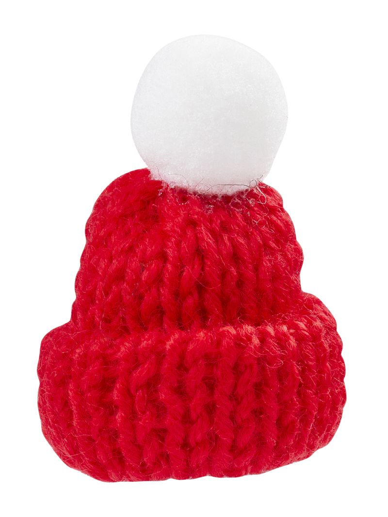 Miniatur Strickmütze 4,5cm 5 Stück rot/weiß