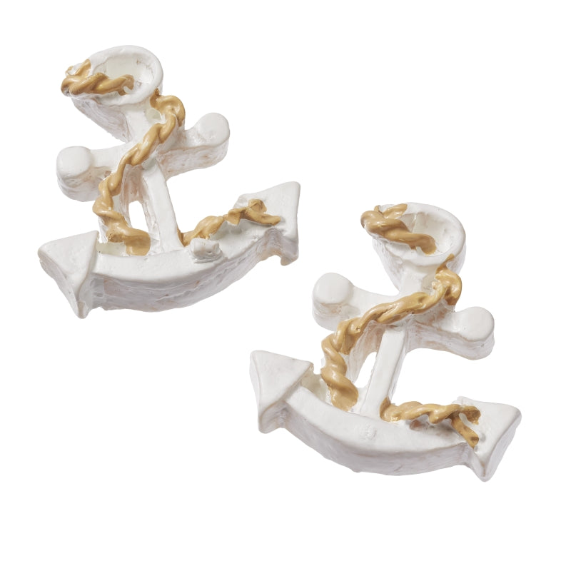 Miniatur Anker aus Polyresin mit Klebepunkt weiß 2,8cm 3 Stück
