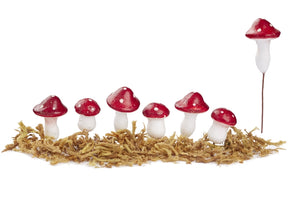 Miniatur Fliegenpilze mit Moos auf Drahtstiel 2-3cm 10 Stück