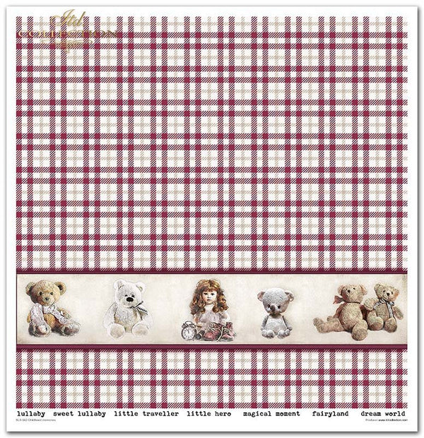Scrapbooking-Papierset Kindheitserinnerungen rosa 10 Bögen 31x32cm 200g/m²