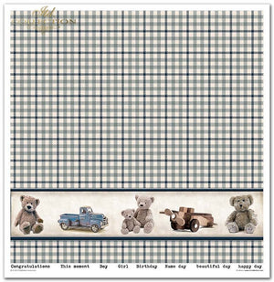 Scrapbooking Papier Set Kindheitserinnerungen blau 10 Bögen 31x32cm 200g/m²