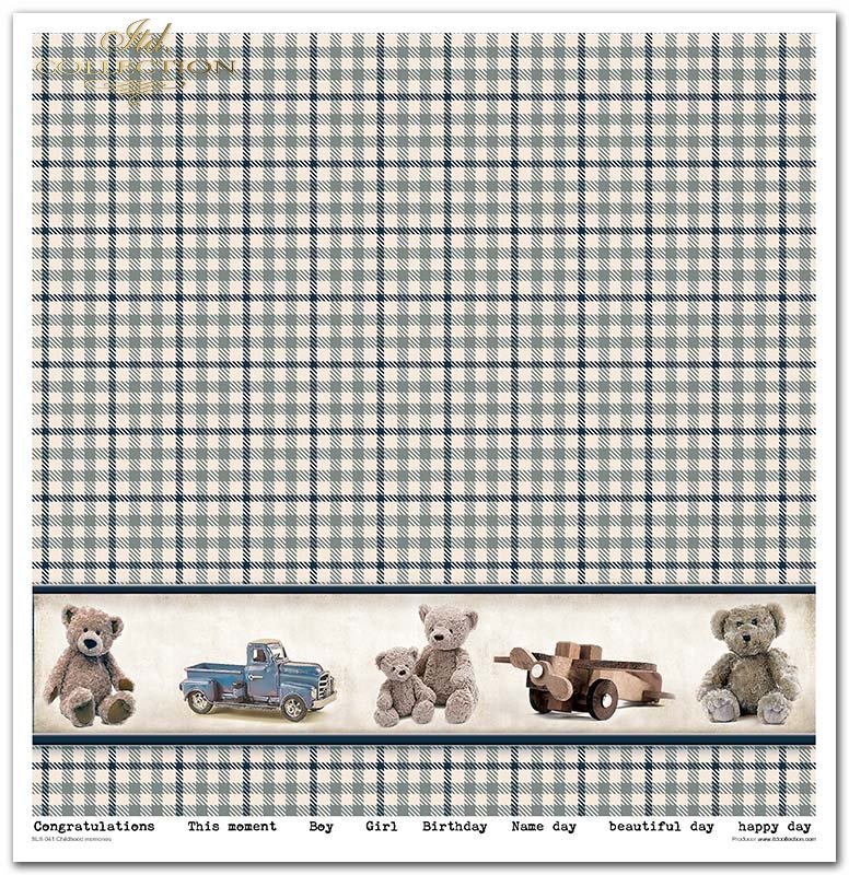 Scrapbooking Papier Set Kindheitserinnerungen blau 10 Bögen 31x32cm 200g/m²