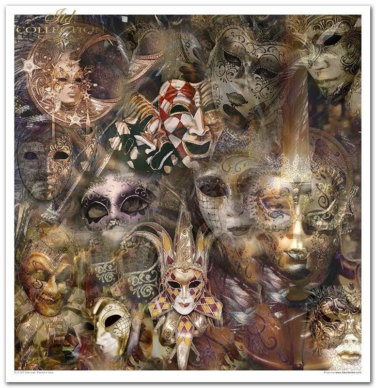 Scrapbooking Papierset Karneval - Pierrot in Love 10 Bögen 31x32cm 200g/m²