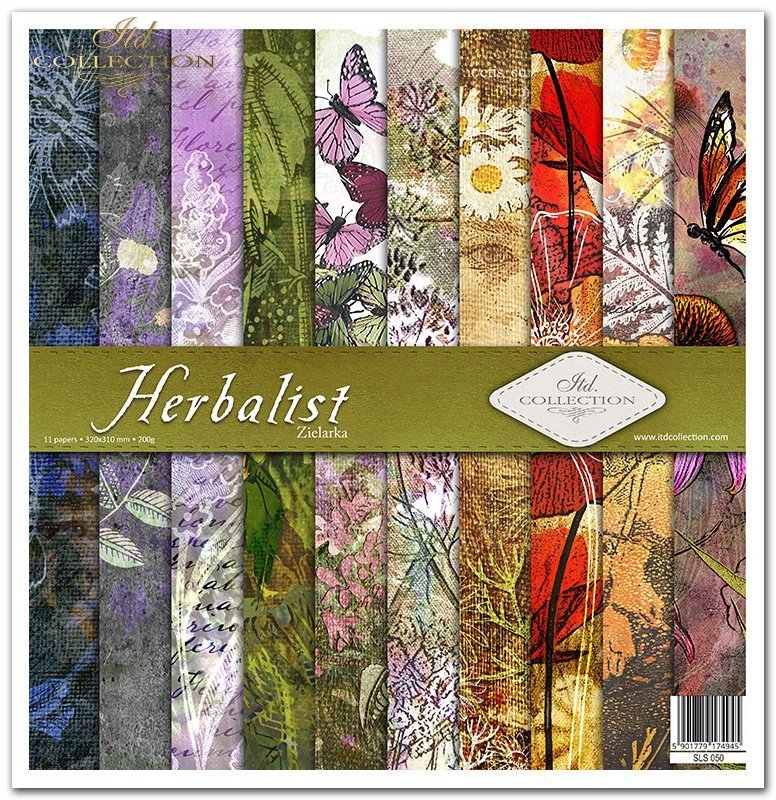 Scrapbooking-Papierset Herbalist 10 Bögen 31x32cm 200g/m²