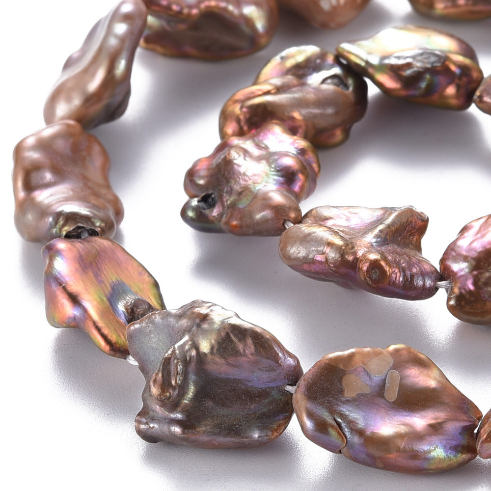 Keshi Muschelperlen Nuggets 6-20mm braun 8 Stück