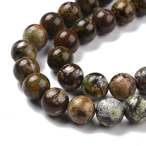 Grüner Opal natürlich Edelsteinperlen 10mm rund 1 Strang 40cm 40Stück