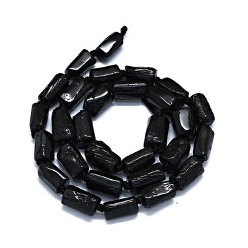 Natürlicher Turmalin Edelstein schwarz Perlenstrang 11-14x6-8mm 28-32 Stück /Strang 40cm