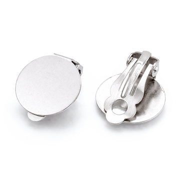 Ohrclips mit Platte 15mm, Edelstahl 304, Clip-on, 4 Stück/Pkg.