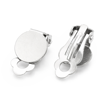 Ohrclips 10mm Platin, 304 Edelstahl, Clip-on Ohrring 4 Stk./Pkg