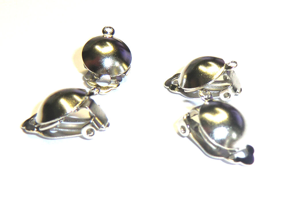 Ohrclips mit Halbperle Öse silbern 10mm 4 Stück/Pkg