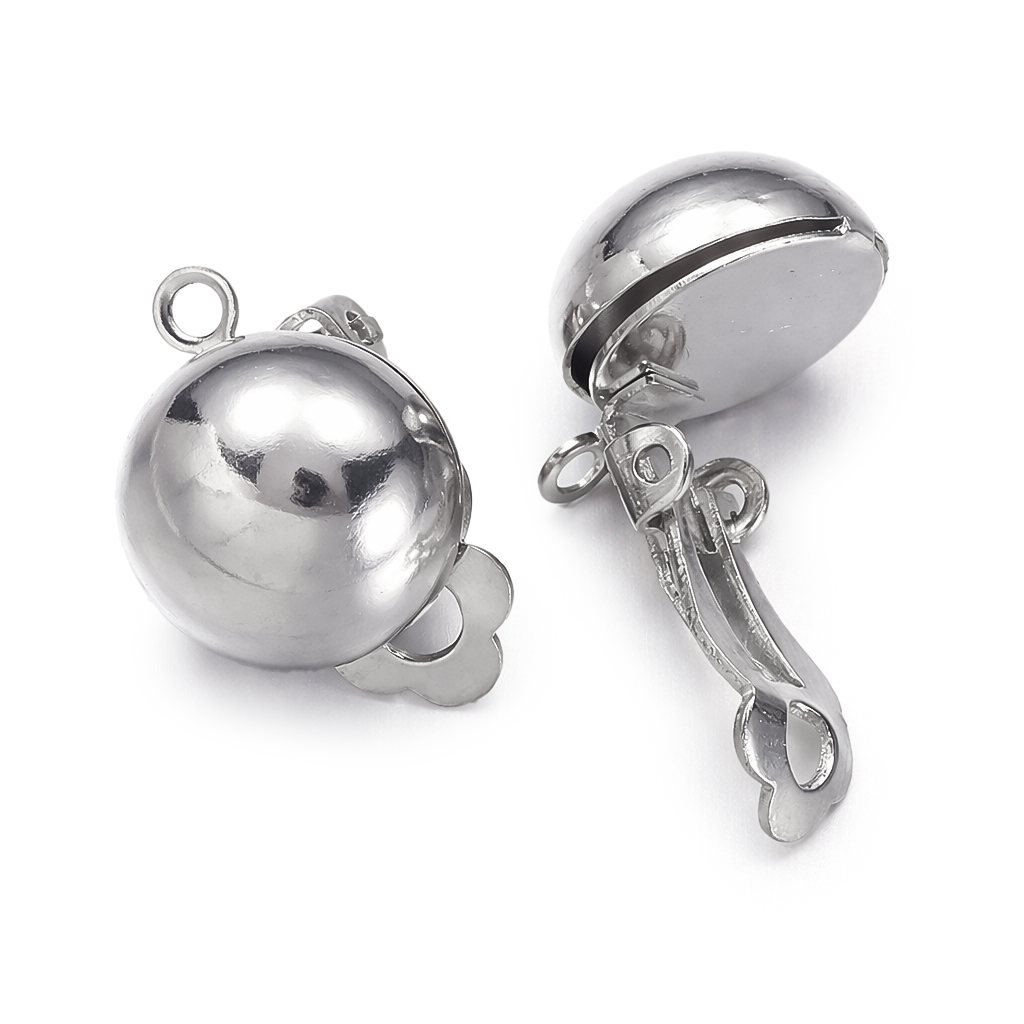 Ohrclips mit Halbperle Öse silbern 10mm 4 Stück/Pkg