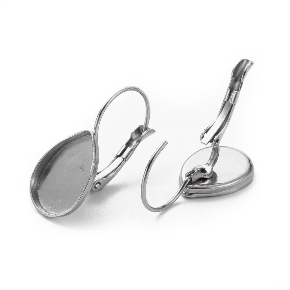 Ohrhänger Tropfen Modellierwanne Edelstahl 14,5x10mm 4 Stück/ 2 Paar