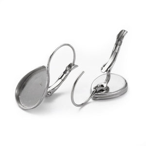 Ohrhänger Tropfen Modellierwanne Edelstahl 14,5x10mm 4 Stück/ 2 Paar