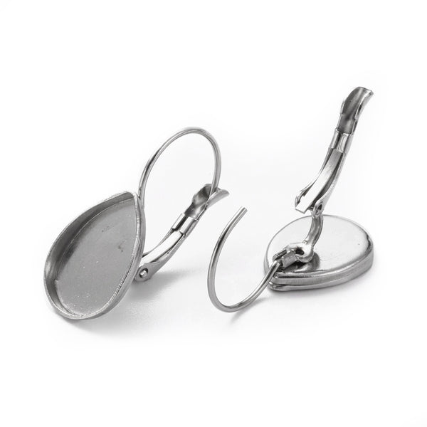 Ohrhänger Tropfen Modellierwanne Edelstahl 14,5x10mm 4 Stück/ 2 Paar