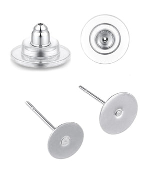 Ohrstecker mit Platine 8mm Metalllegierung 4 Paar / 8 Stück