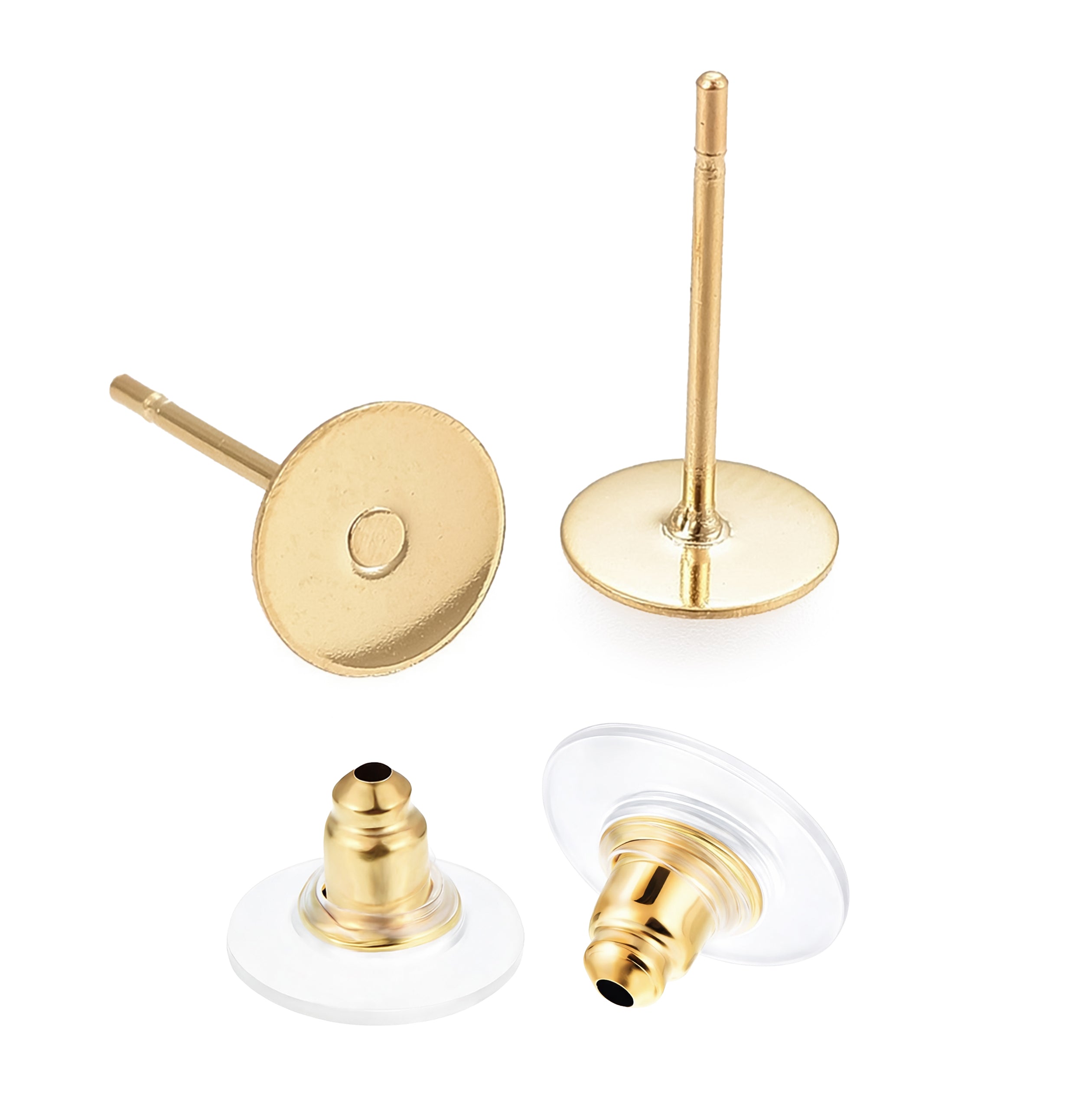 Ohrstecker Edelstahl flach rund golden 10mm 1 Paar
