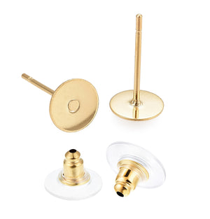Ohrstecker Edelstahl flach rund golden 10mm 1 Paar