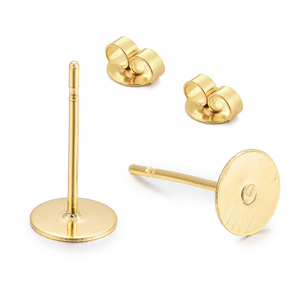 Ohrstecker mit Platine gold Edelstahl 5mm 4 Paar