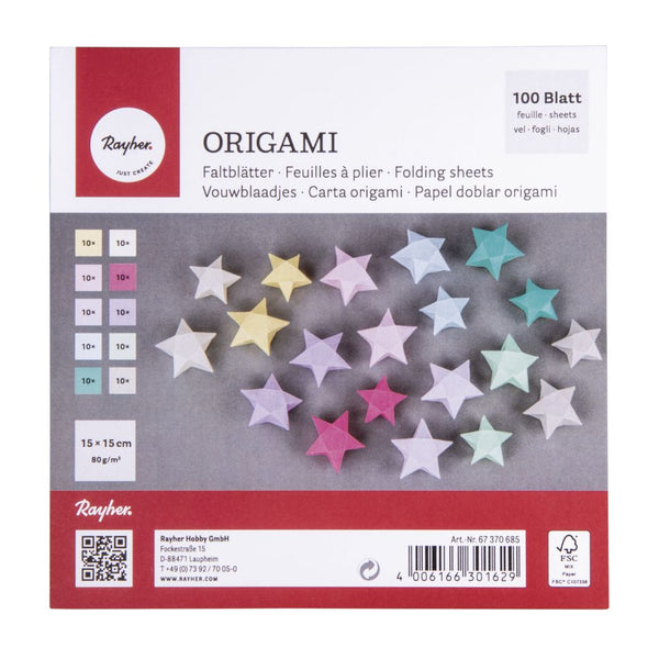 Origami-Faltblätter pastell FSC Mix Credit 15x15cm 80g/m2 100 Blatt