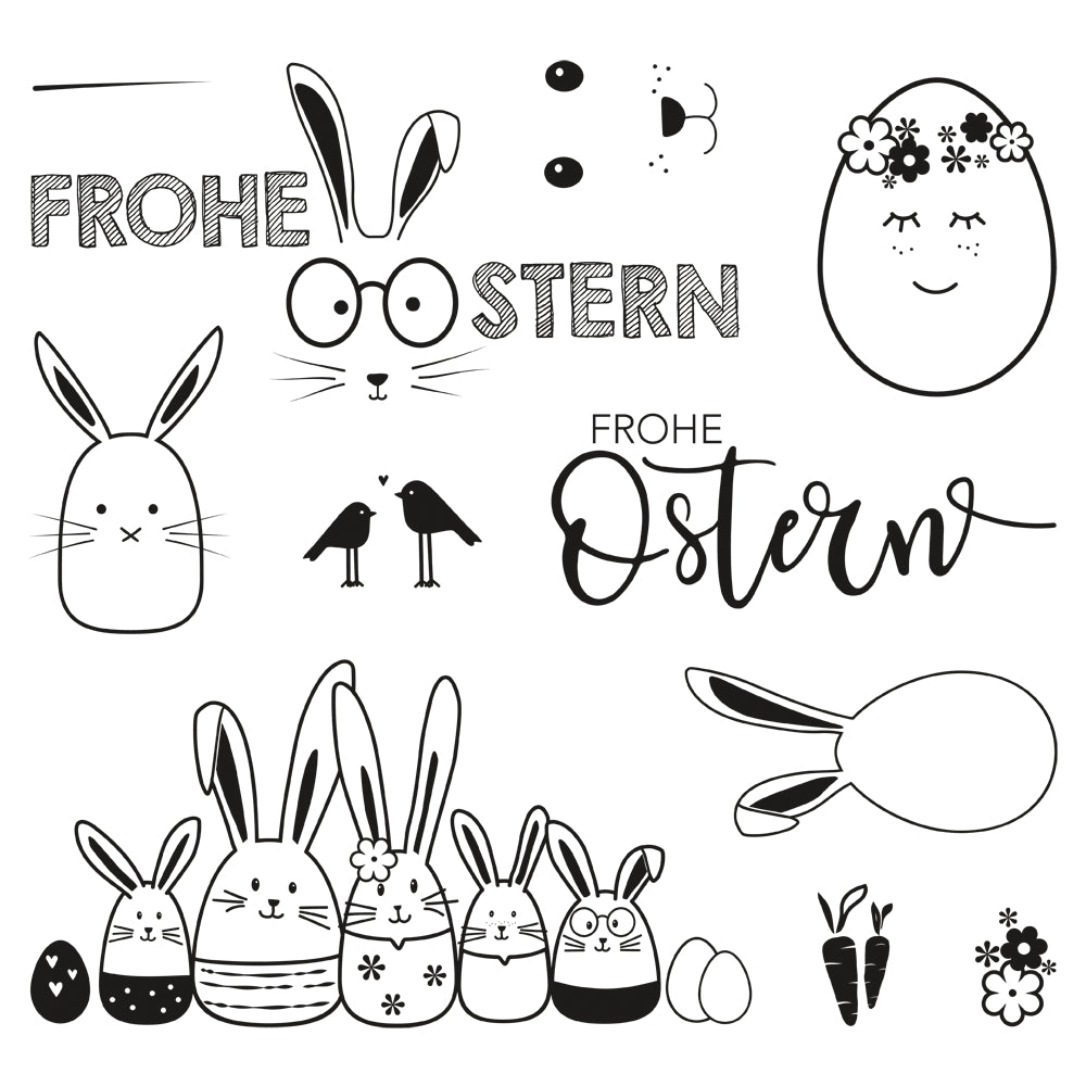 Frohe Ostern Stempelset 102,5x97mm 11 Motive