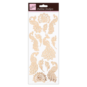 Umrissaufkleber Pfau Pfauen rosegold 1 Bogen 24x10cm