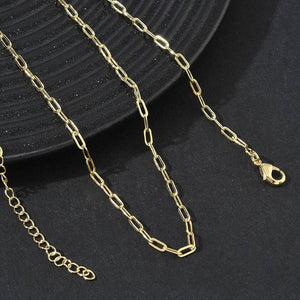 Messing Halskette Paperclip Kette goldfarben 41cm 2,4mm 1 Stück