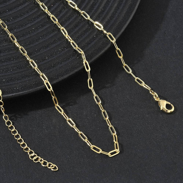 Messing Halskette Paperclip Kette goldfarben 41cm 2,4mm 1 Stück
