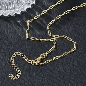 Messing Halskette Paperclip Kette goldfarben 41cm 2,4mm 1 Stück