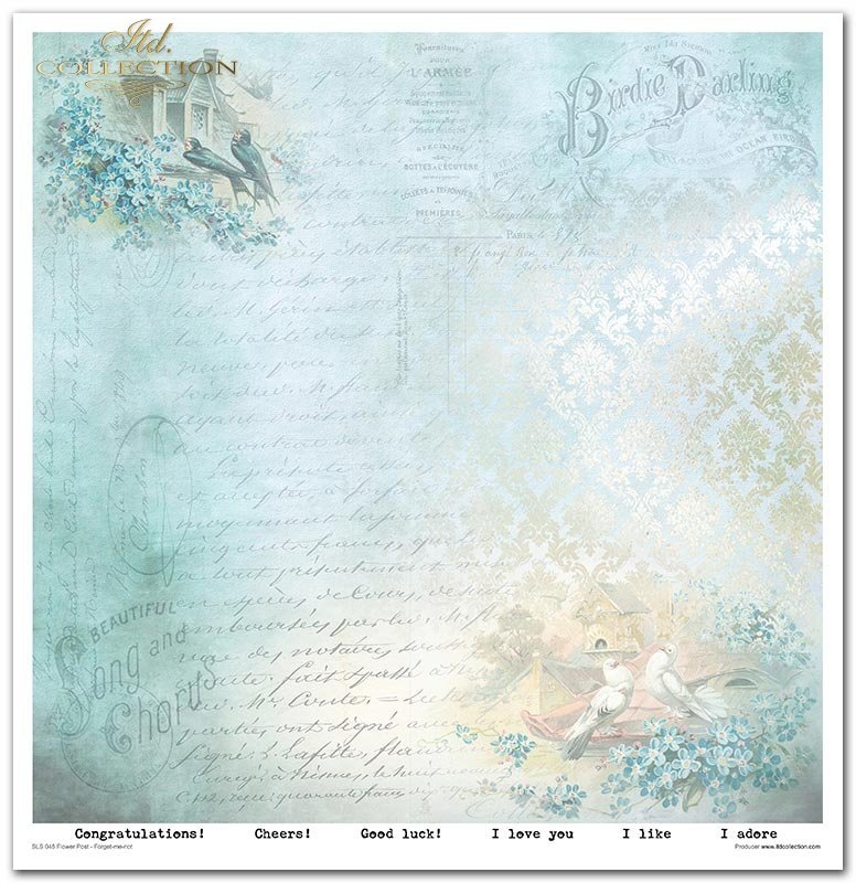 Scrapbooking-Papierset Blumenpost Vergissmeinnicht 10 Bögen 31x32cm 200g/m²