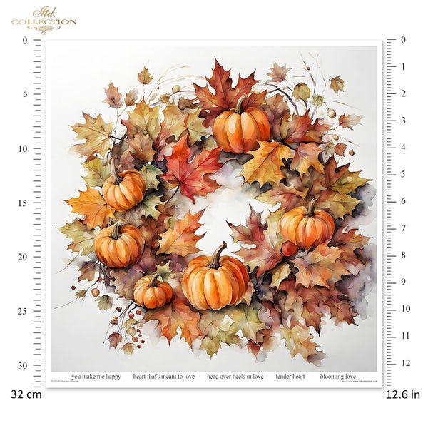 Papier-Set für Scrapbooking Autumn Wreath 3D Effekt 11 Bögen FSC Recycled 200g/m²