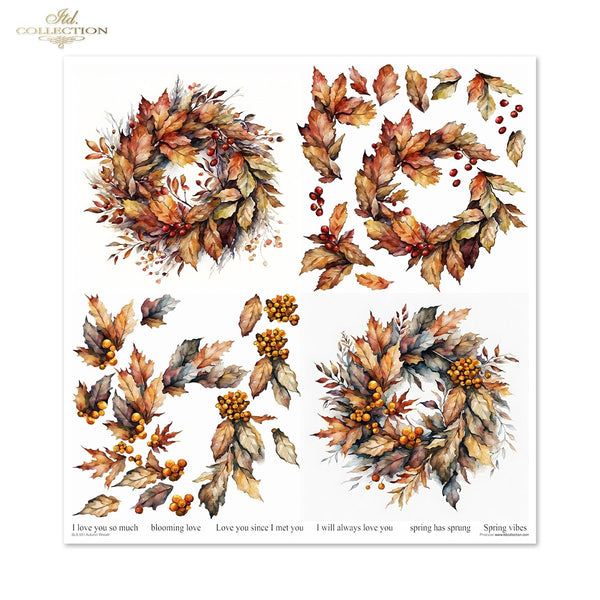 Papier-Set für Scrapbooking Autumn Wreath 3D Effekt 11 Bögen FSC Recycled 200g/m²