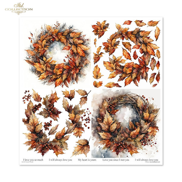 Papier-Set für Scrapbooking Autumn Wreath 3D Effekt 11 Bögen FSC Recycled 200g/m²