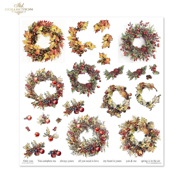 Papier-Set für Scrapbooking Autumn Wreath 3D Effekt 11 Bögen FSC Recycled 200g/m²