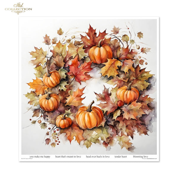 Papier-Set für Scrapbooking Autumn Wreath 3D Effekt 11 Bögen FSC Recycled 200g/m²