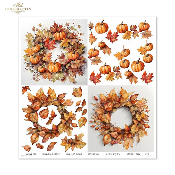Papier-Set für Scrapbooking Autumn Wreath 3D Effekt 11 Bögen FSC Recycled 200g/m²