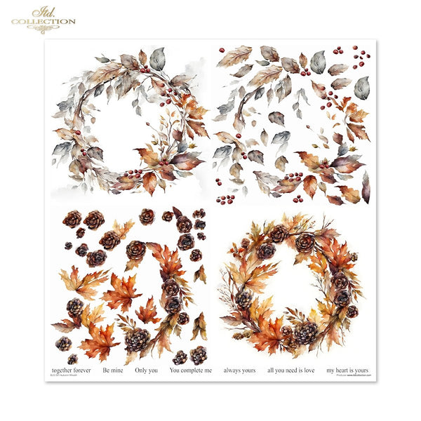 Papier-Set für Scrapbooking Autumn Wreath 3D Effekt 11 Bögen FSC Recycled 200g/m²