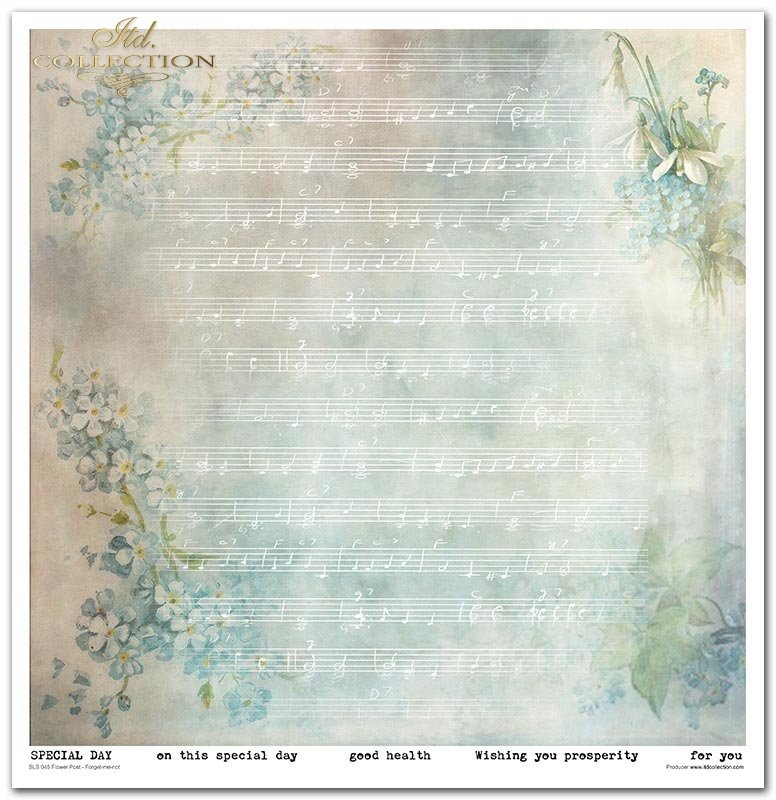 Scrapbooking-Papierset Blumenpost Vergissmeinnicht 10 Bögen 31x32cm 200g/m²