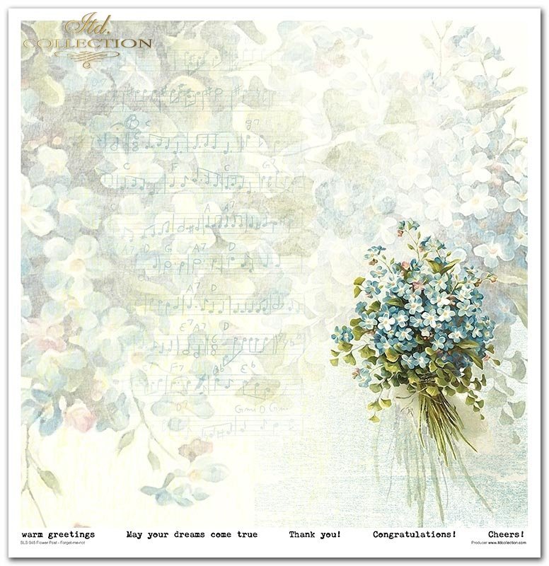 Scrapbooking-Papierset Blumenpost Vergissmeinnicht 10 Bögen 31x32cm 200g/m²