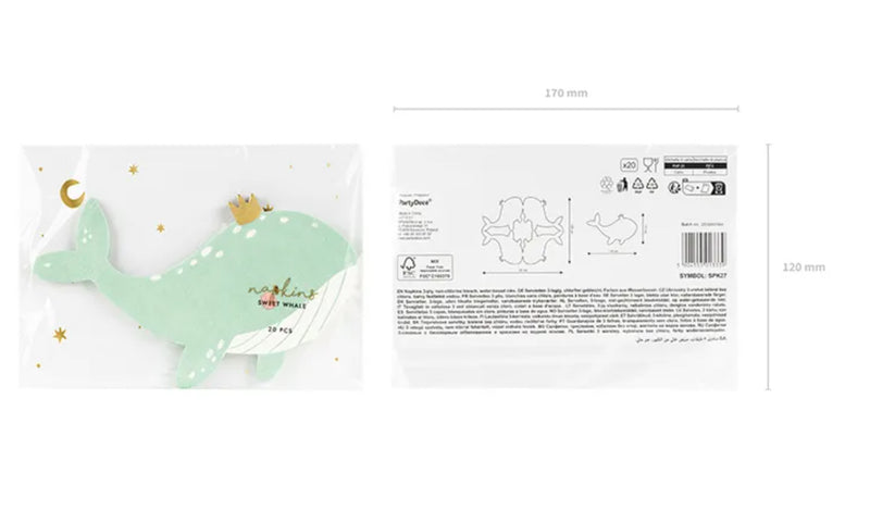 Papierservietten Walfisch Mix 16x10 cm 20 Stück