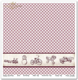 Scrapbooking-Papierset Kindheitserinnerungen rosa 10 Bögen 31x32cm 200g/m²