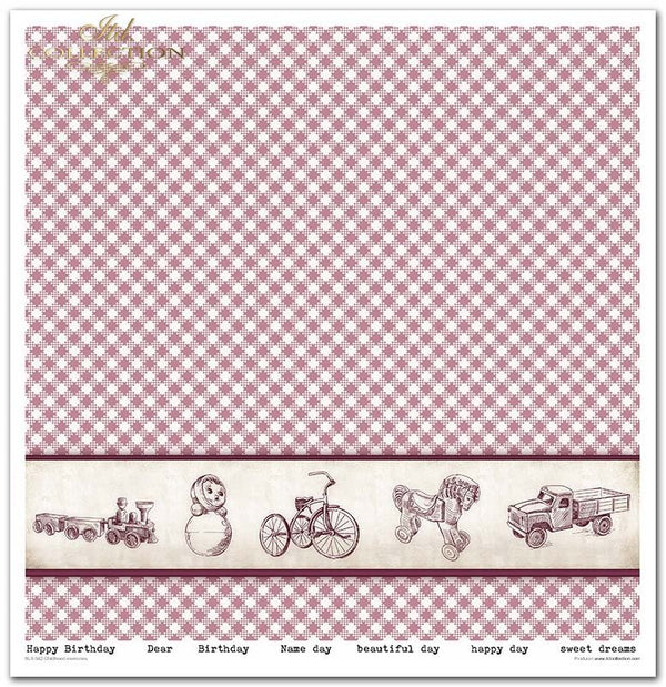 Scrapbooking-Papierset Kindheitserinnerungen rosa 10 Bögen 31x32cm 200g/m²