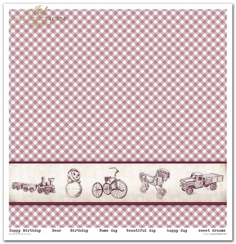 Scrapbooking-Papierset Kindheitserinnerungen rosa 10 Bögen 31x32cm 200g/m²