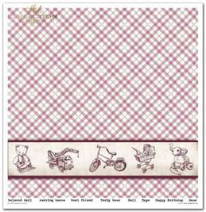Scrapbooking-Papierset Kindheitserinnerungen rosa 10 Bögen 31x32cm 200g/m²