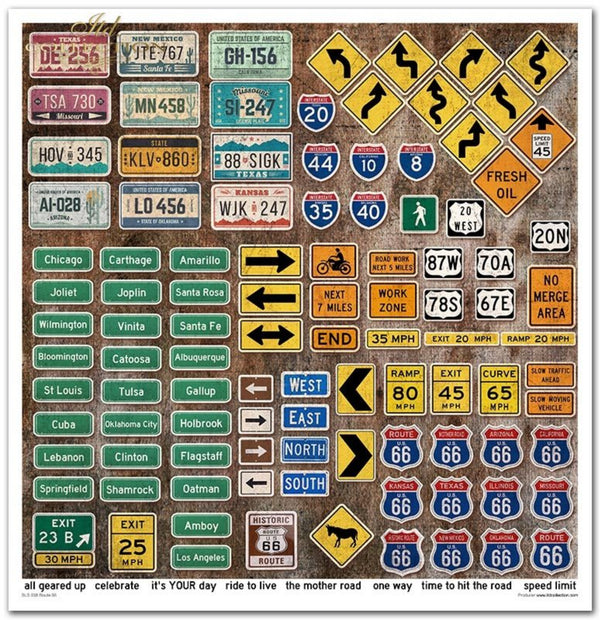 Papier-Set Legendäre Route 66 10 Blatt 320x310mm 200g
